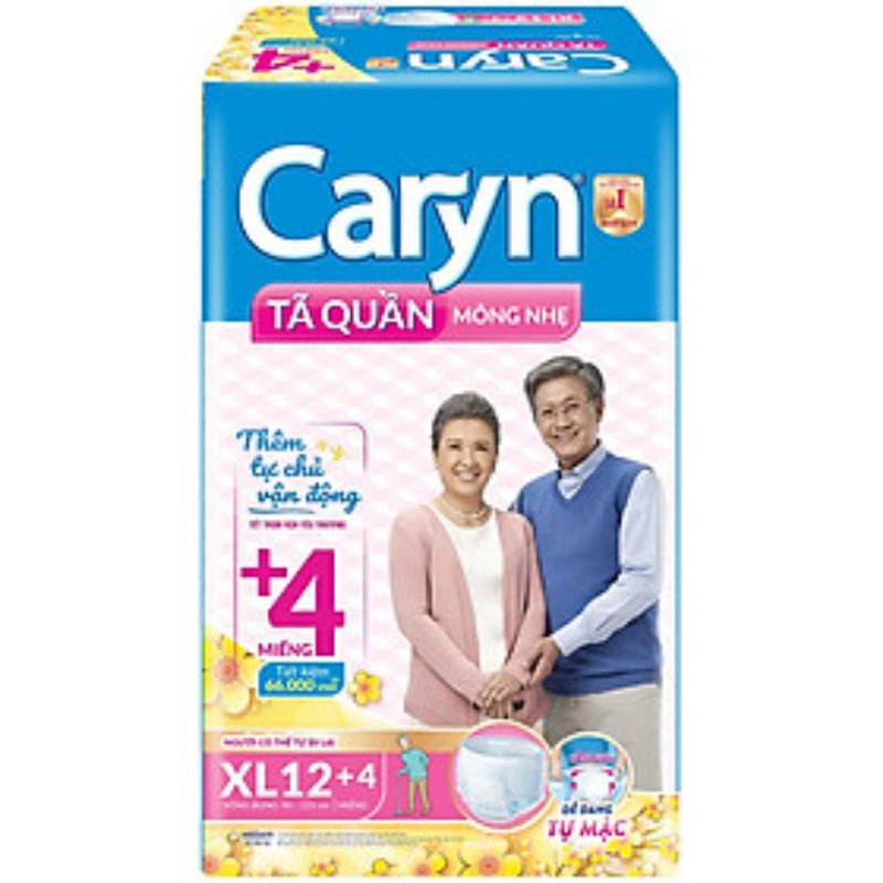 Tã quần Caryn người lớn  mỏng nhẹ M16, L14, XL12 miếng