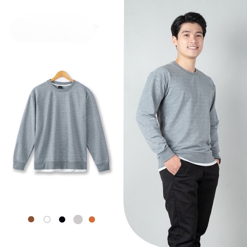 Áo dài tay nam - Áo Layer Sweater chất liệu nỉ da cá from dáng trẻ trung