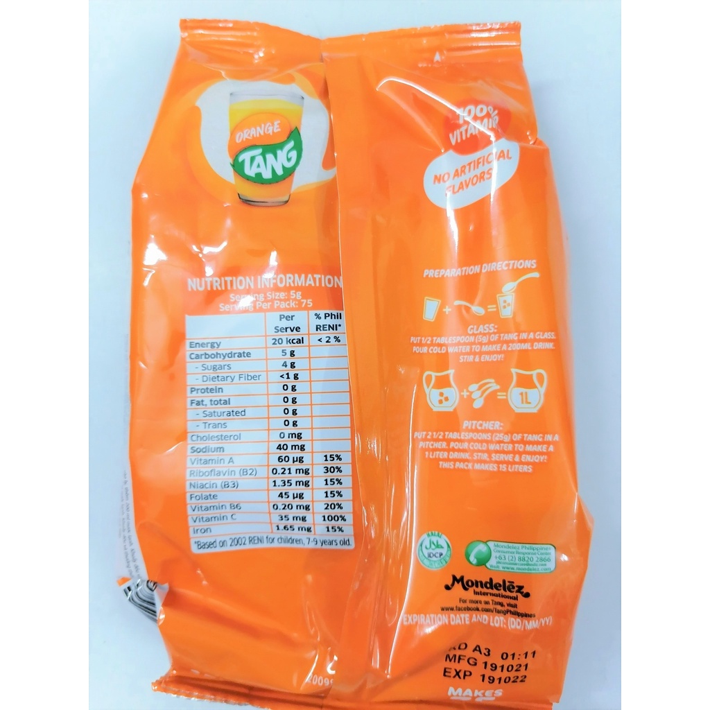 [Gói 375g] BỘT CAM (PHA THỨC UỐNG) [Thailand] TANG Mondelez Orange Powder (halal) (bph-hk)
