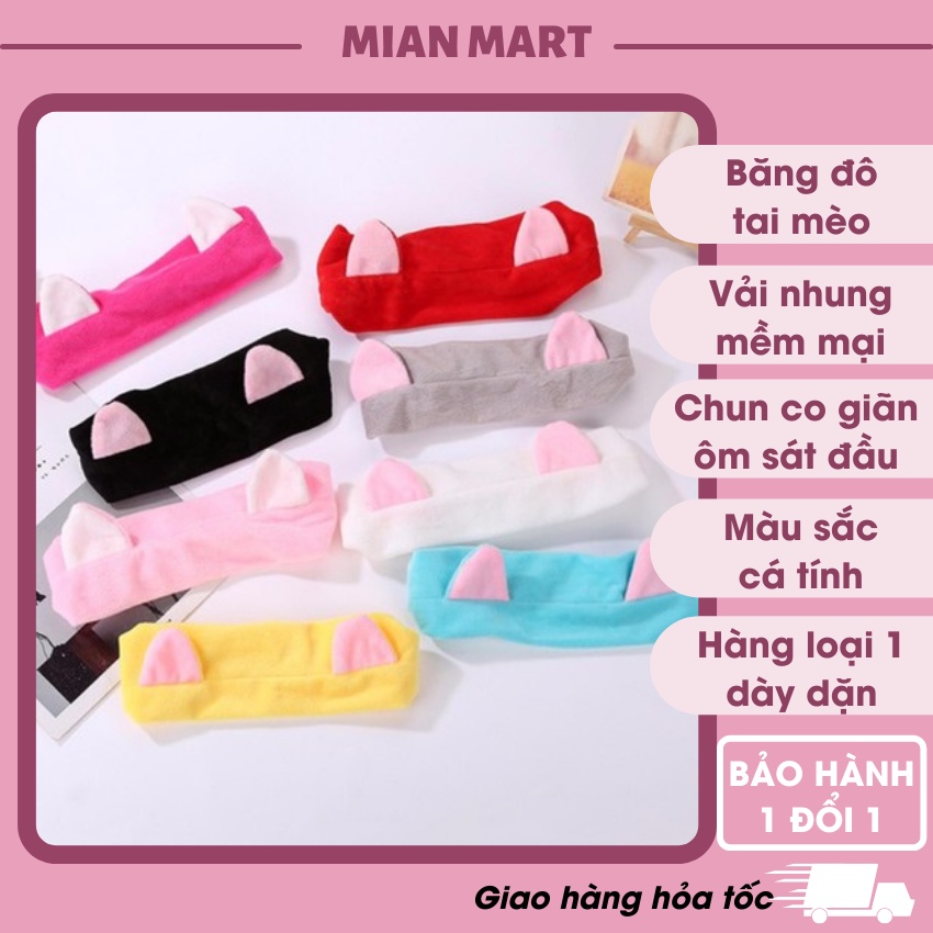 Băng đô tai mèo - turban tai mèo Hàn Quốc dùng khi trang điểm, rửa mặt và đắp mặt nạ hàng loại 1- MIAN MART