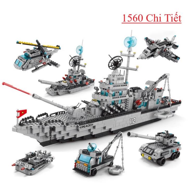 BỘ ĐỒ CHƠI XẾP HÌNH CHIẾN HẠM CHIẾN THUYỀN PHÁT TRIỂN TƯ DUY CHO TRẺ
