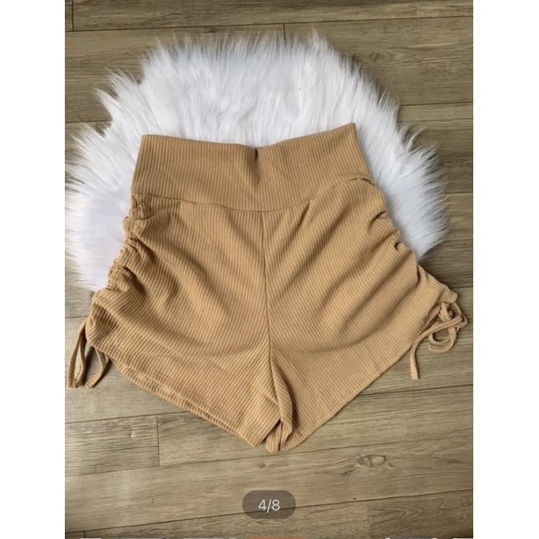 Quần short rút dây đùi tập gym được, chất vải thun gân co giãn tốt thoải mái, free size dưới 60kg tùy chiều cao.