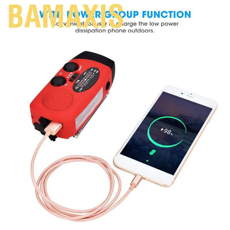 Bamaxis Emergency Hand Crank Solar AM FM NOAA Radio 3-LED Flashlight USB Charger Outdoor