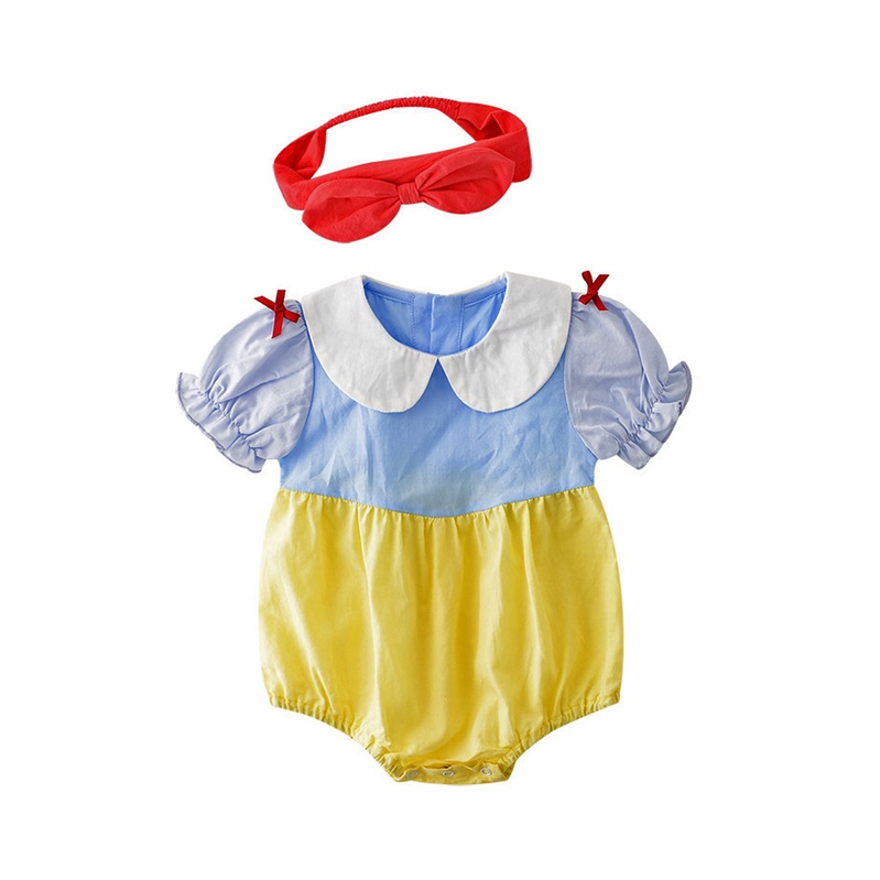 Bộ Áo Liền Quần Công Chúa Bạch Tuyết Kèm Băng Đô Cài Tóc Thời Trang Mùa Hè