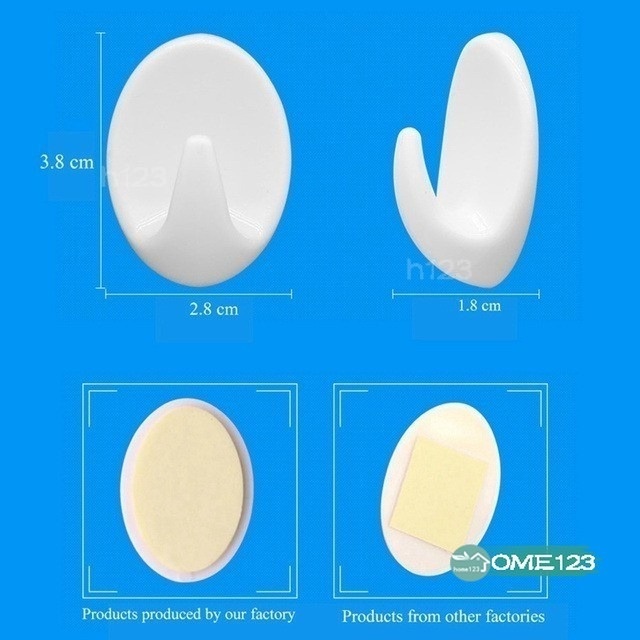 1 móc treo đồ dán tường bằng nhựa màu trắng tự dính sắp xếp gọn gàng cho nhà bếp nhà tắm