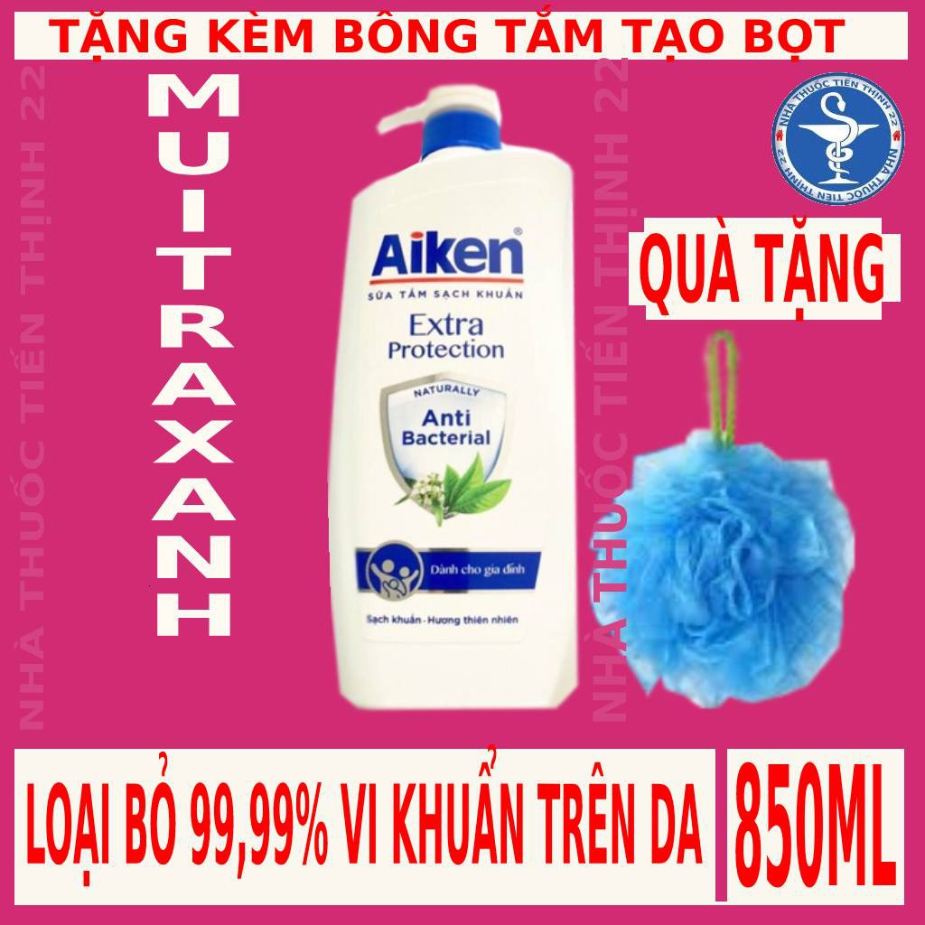 Sữa tắm Sạch khuẩn Chiết Xuất Bạc Hà -- Trà Xanh Thiên Nhiên Aiken  850g