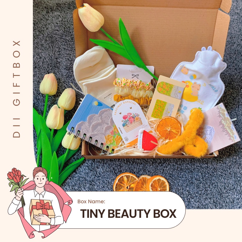 Box Quà Tặng Bạn Gái Sinh Nhật Quà Đặc Biệt DIY Tone Màu Vàng Cam Dành Tặng Người Yêu Thương