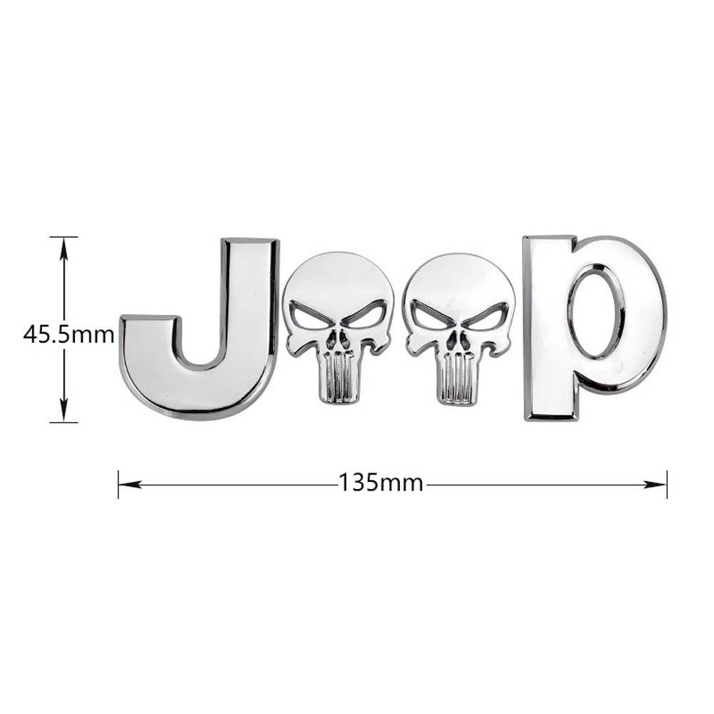 Sticker Hợp Kim Kẽm 3D Hình Đầu Lâu Chống Nước Trang Trí Thân Xe Jeep