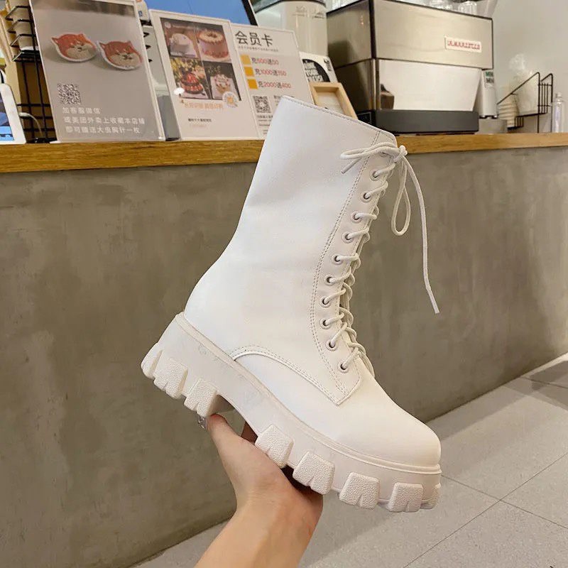 (SẴN NHIỀU SIZE) Boot nữ cổ cao da PU độn đế 6cm da lì cao 25cm hàng quảng châu chất lượng - FEEDBACK SHOP CHÍNH