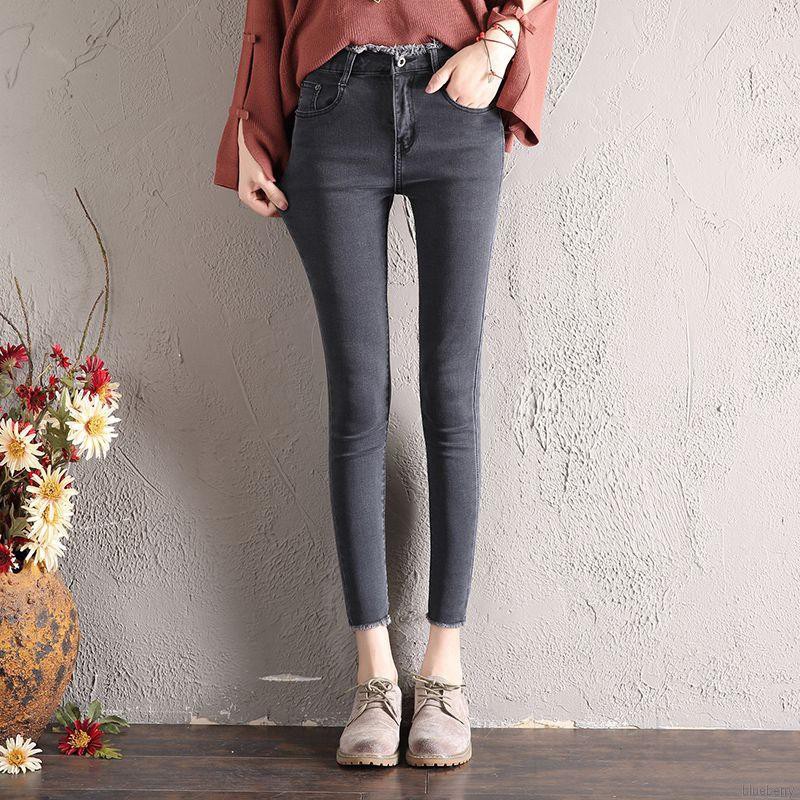 Quần jeans dài lưng cao co dãn thời trang cho nữ | BigBuy360 - bigbuy360.vn