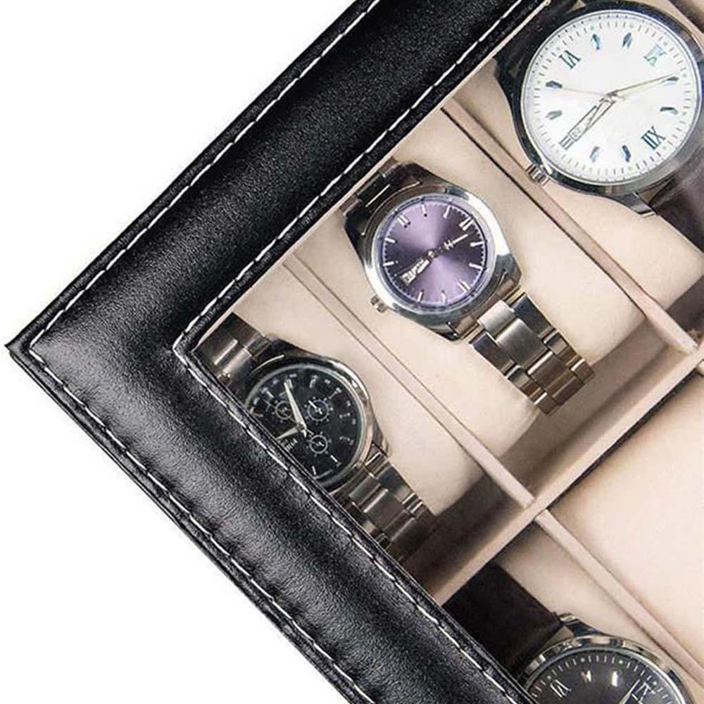Hộp Đựng Đồng Hồ 3 Ngăn Bằng Gỗ Và Da PU Sang Trọng