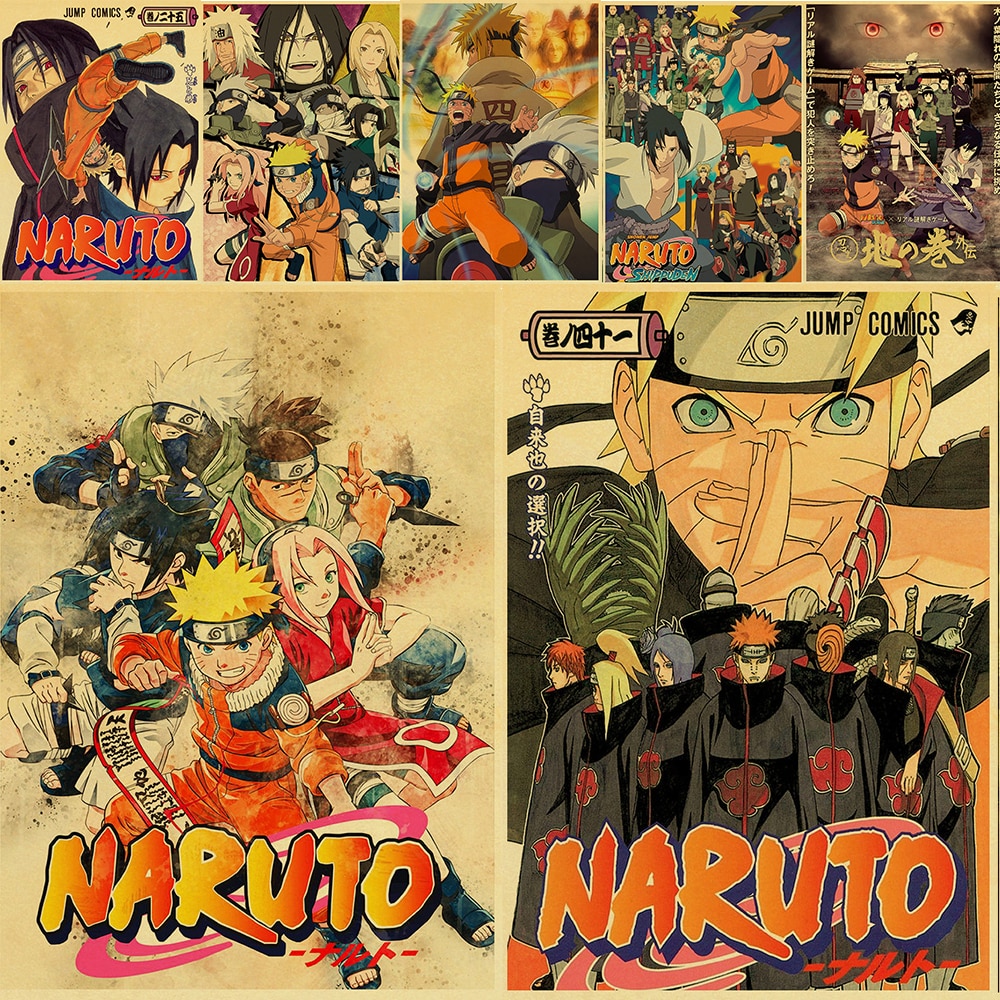 Áp Phích Trang Trí Nội Thất In Hình Naruto Phong Cách Retro