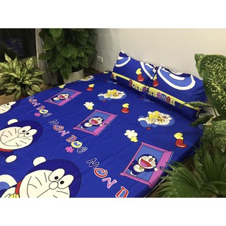 Bộ ga gối poly giường 1m2 mẫu doremon đĩa bay