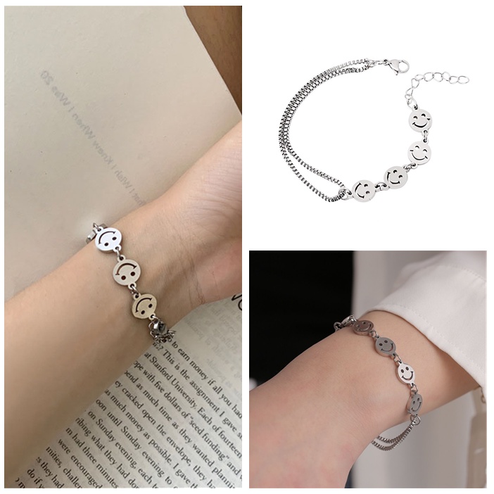 Vòng Tay Thiết Kế Mặt Hình Mặt Cười Phong Cách Hip hop Cá Tính