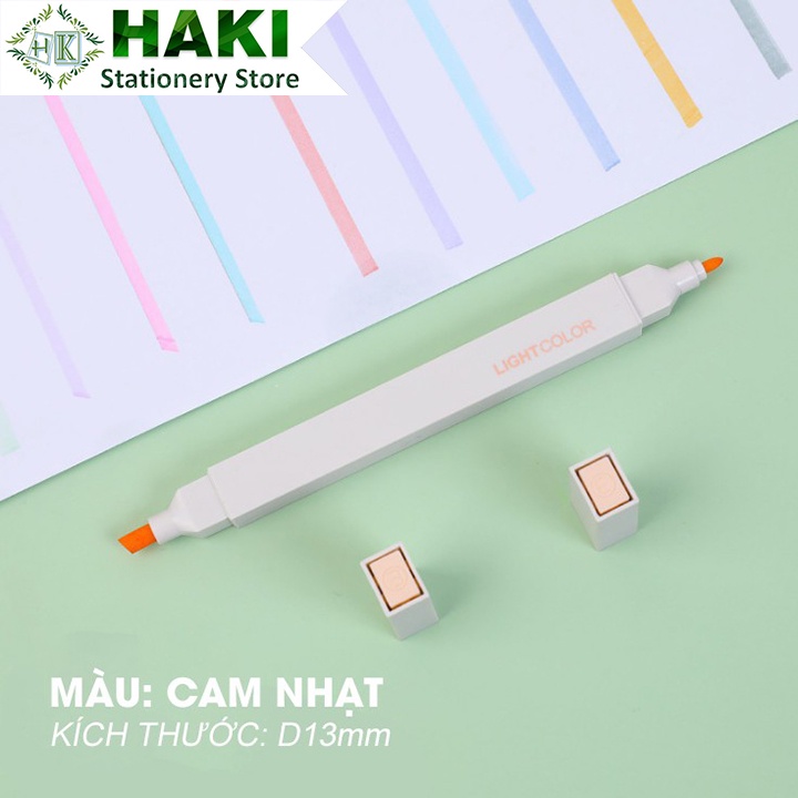 Bút dạ hai đầu màu Morandi màu xinh xắn tiện dụng, bút đánh dấu bút nhớ LIGHTCOLOR Bút Highlighter HAKI B08