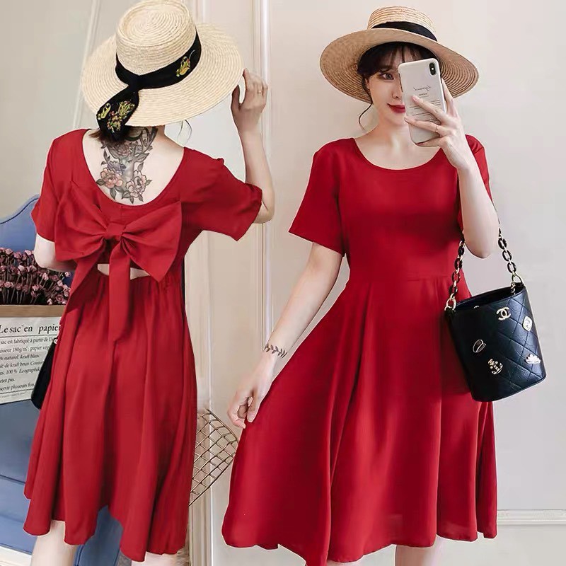 🍒Đầm hở lưng đính nơ Bigsize 60-85 ký