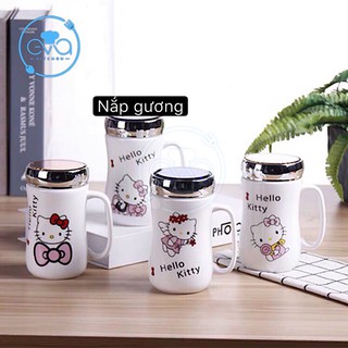 Ly Sứ Giữ Nhiệt Nắp Gương Hoạ Tiết Hoạt Hình Dễ Thương