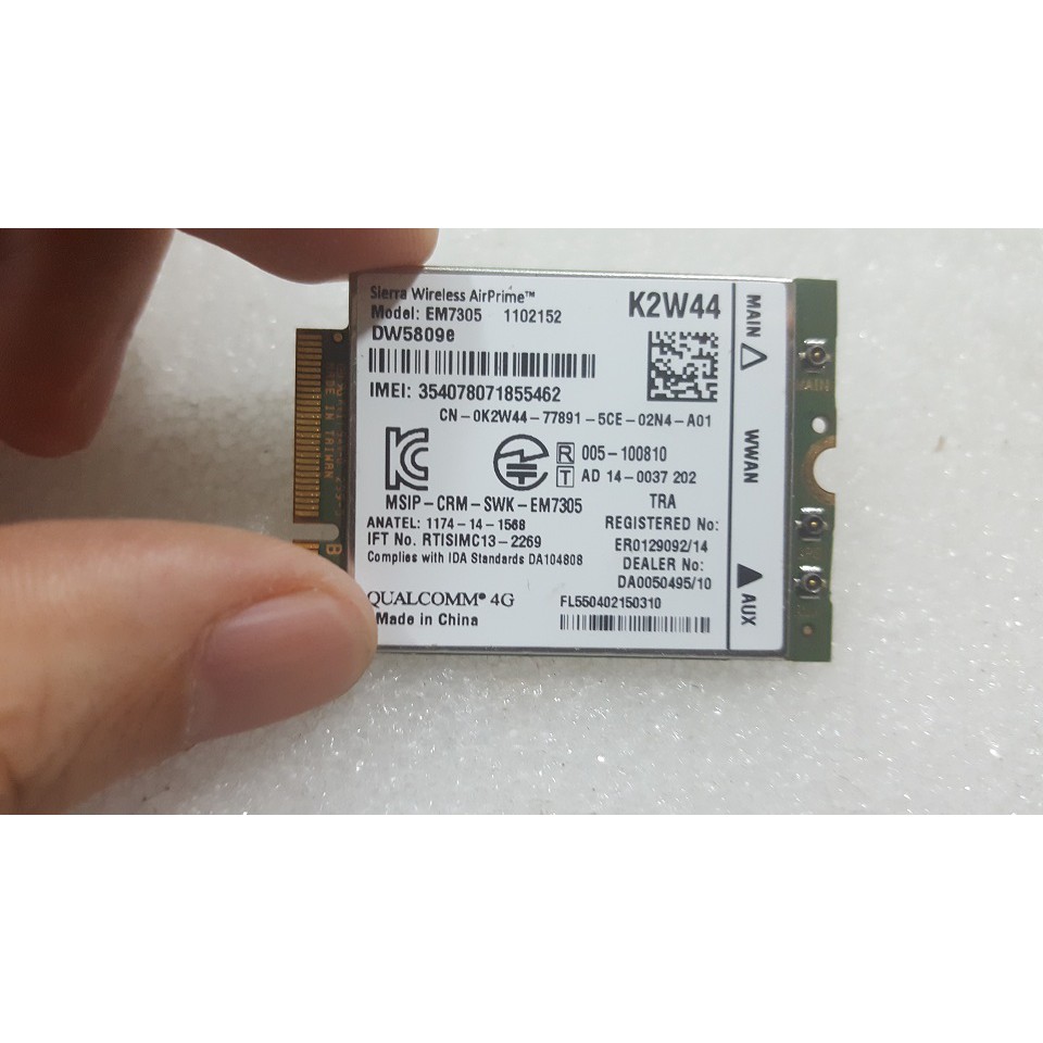 Card wwan 4G LTE Dell DW5809e K2W44 dùng cho laptop E7250,E7450,E5450