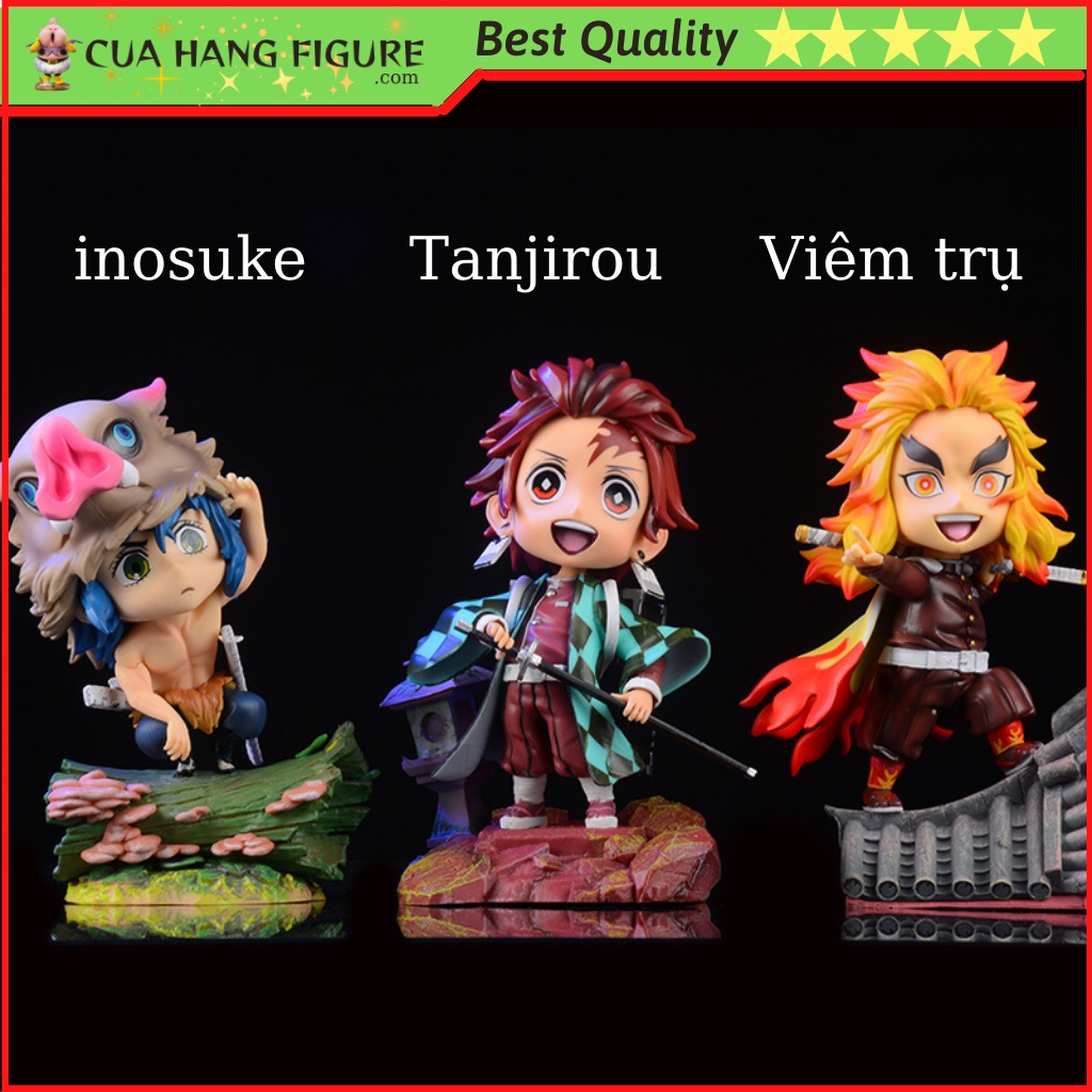 Mô hình Inosuke - tanjiro- viêm trụ Rengoku chibi 17cm siêu dễ thương