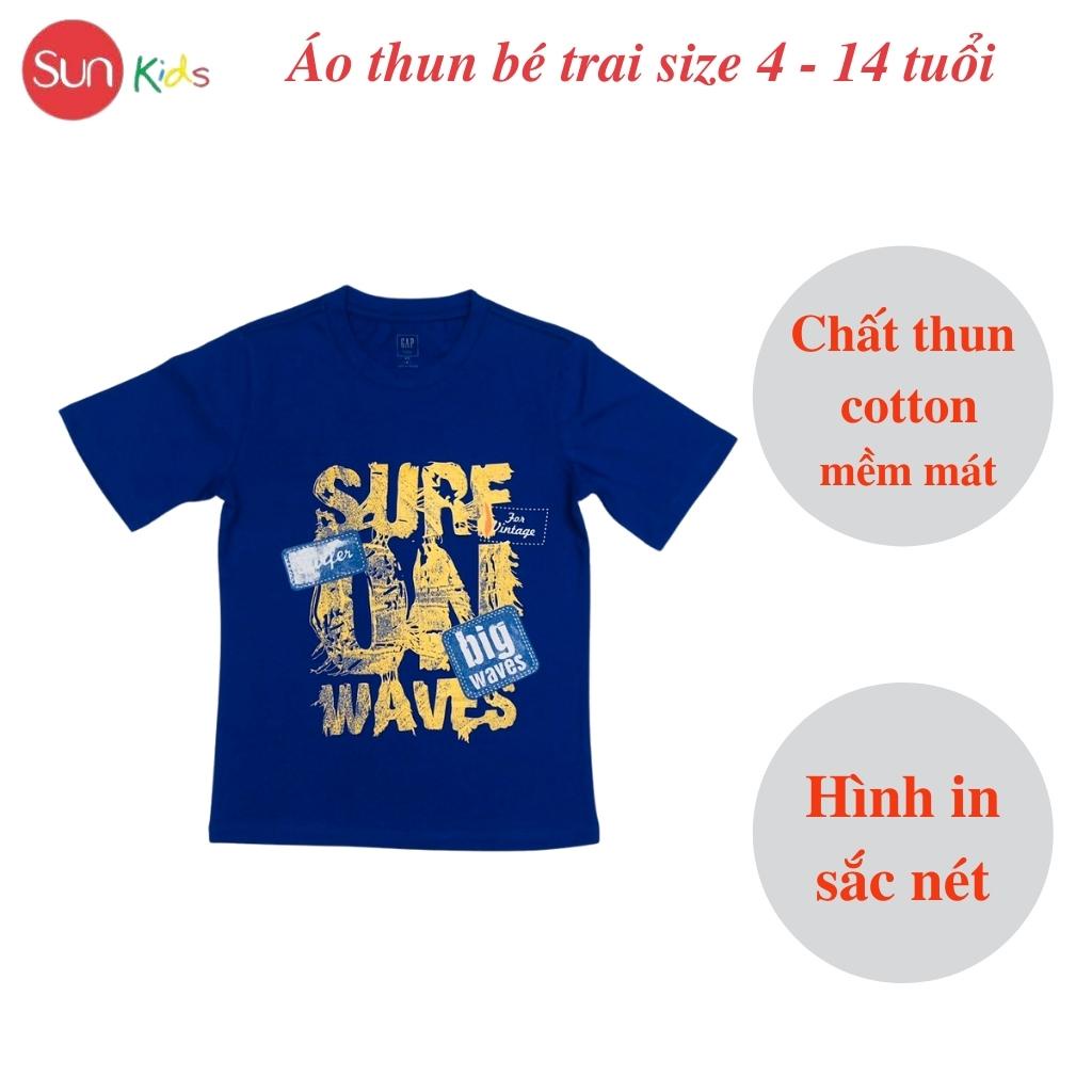 Áo thun bé trai, áo phông cho bé trai chất cotton nhiều màu, size 4-14 tuổi - SUNKIDS