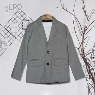 Áo Khoác Blazer  Dài Tay Mrhero Túi Hộp Caro Phong Cách Hàn Quốc Năng Động Trẻ Trung BZ15 M.RO