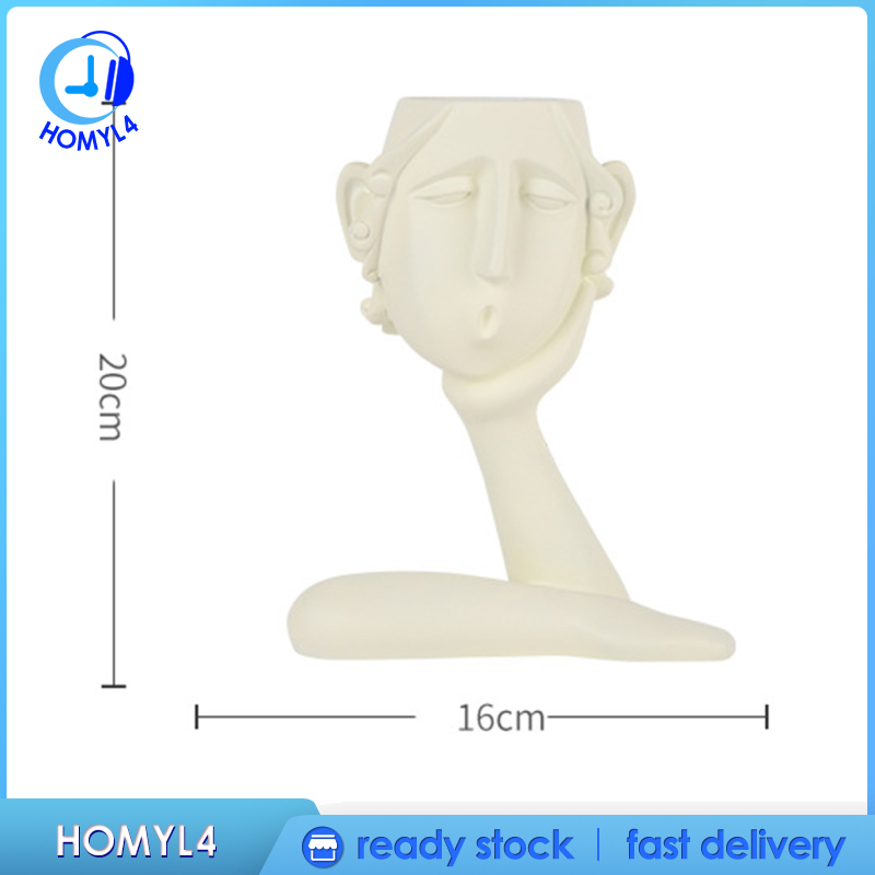 [CAMILA]Human Head Vase Flower Pots Statue Handcrafted Figurines Office Bookself TV Stand Decor Sculptures Collection