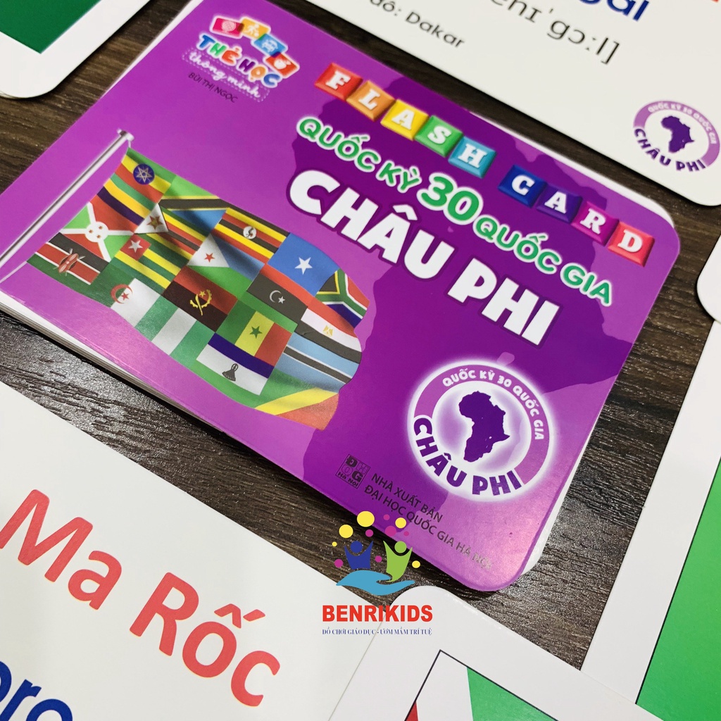 Bộ Thẻ Học Song Ngữ Quốc Kỳ Các Quốc Gia Trên Thế Giới- CHÂU PHI  Flaschcard Kèm Hình Ảnh Sinh Động