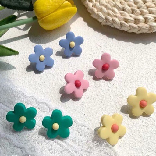 Khuyên tai hình hoa hướng dương phong cách Hàn Quốc xinh xắn nhiều màu sắc dành cho nữ