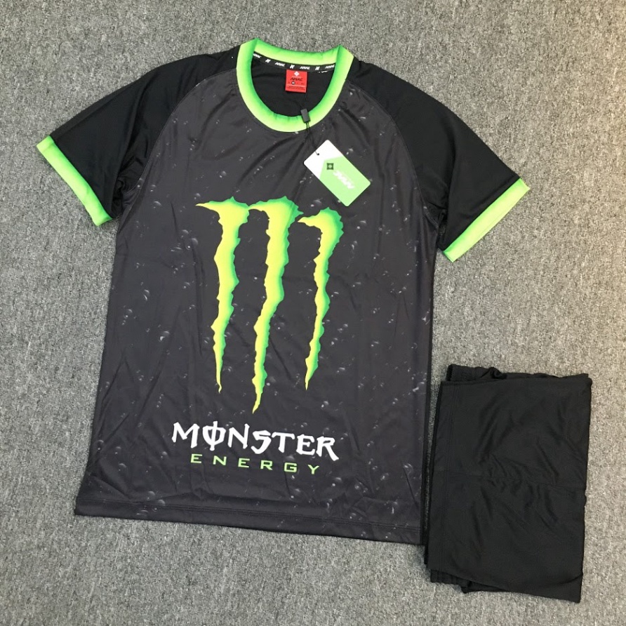 Quần áo mặc nhà MONSTER ENERGY Đen Xanh Lục. Chất liệu thun lạnh siêu thấm hút mồ hôi, khô thoáng CUSTORE
