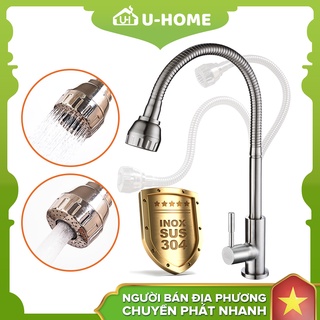 U-HOME Vòi nước nhà bếp Vòi rửa chén Inox SUS 304, Linh Hoạt Xoay 360 ° Vào Tườn U-319/U-404