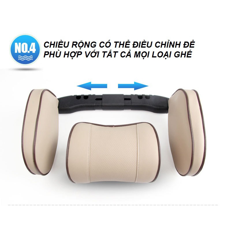 Gối tựa đầu xe hơi chất liệu da và cao su non T010