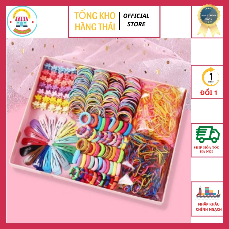 Hộp Dây Buộc Tóc Kẹp Tóc 780 Chi Tiết Cho Bé Siêu Xinh (Kèm hộp màu hồng) Quá Rẻ Cho 1 Món Quà Cute ( SP001863)