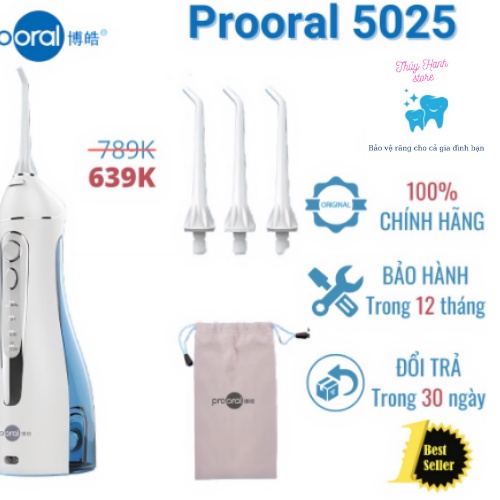 (QUÀ TẶNG 100%) Máy Tăm Nước Prooral 5025 làm sạch răng miệng hiệu quả, đặc biệt cho người niềng răng và hôi miệng.