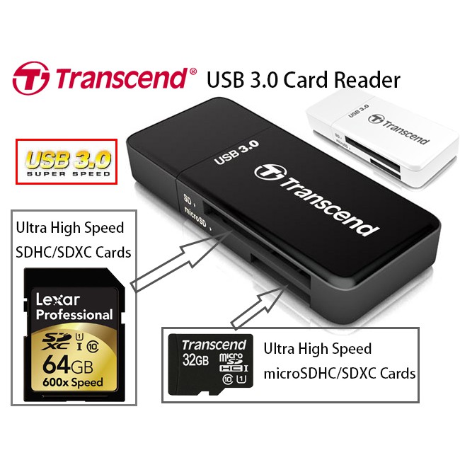 Đầu đọc thẻ nhớ Transcend RDF5K USB 3.0 - Bảo hành 1 năm - Hưng Long PC