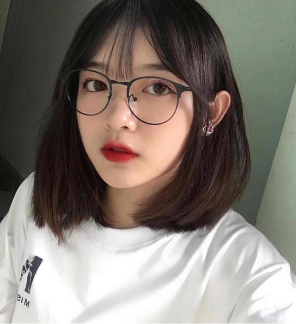 Gọng kính cận kim loại tròn mảnh có độ sẵn 0-6 độ