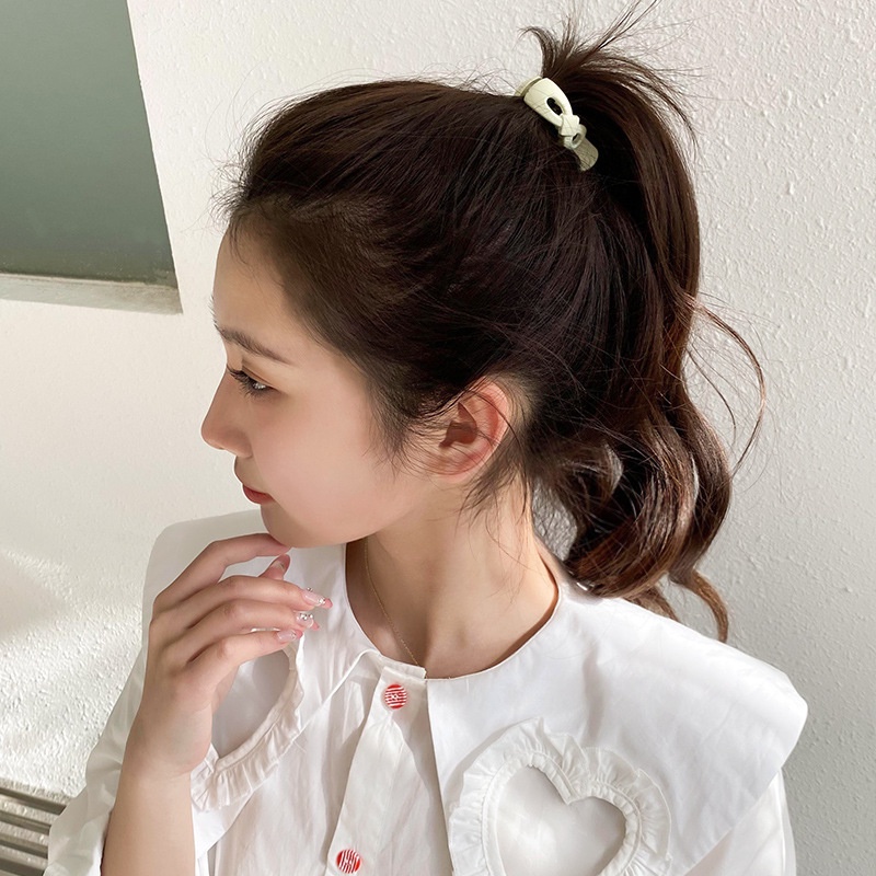 Kẹp Tóc Đuôi Ngựa Cỡ Nhỏ Màu Cà Phê Sữa Trơn Thời Trang Hàn Quốc Đơn Giản