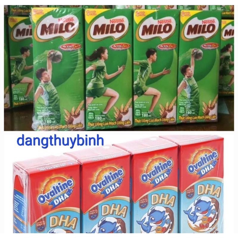 Sữa Ovaltine/Milo lúa mạch lốc 4 hộpx180ml