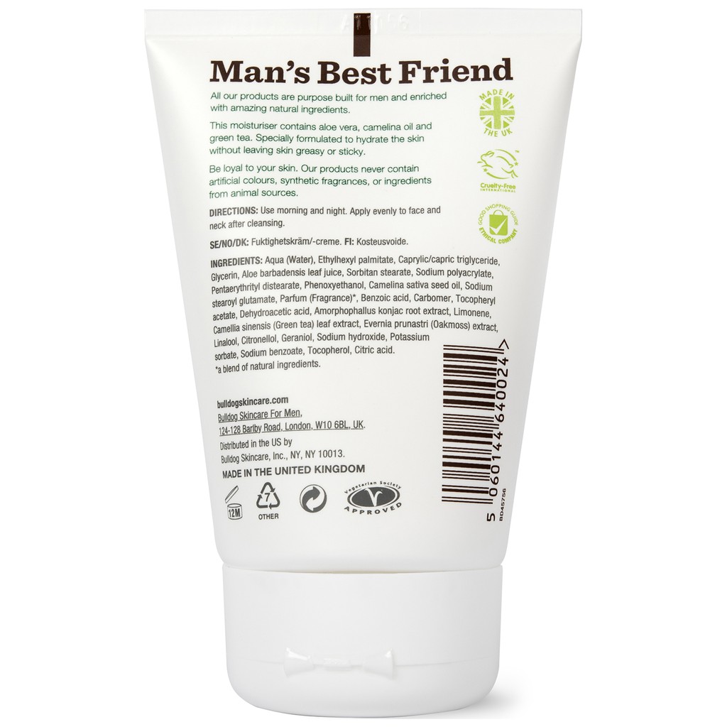 Kem Dưỡng Ẩm Da mặt Nam BULLDOG Original Moisturiser - 100ml - Hàng Chính Hàng