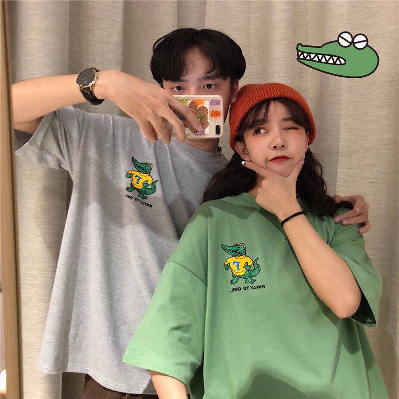 Ready Stock Ins Summer Cartoon Couple Top T-shirt Korean Version Wild Loose Shirt