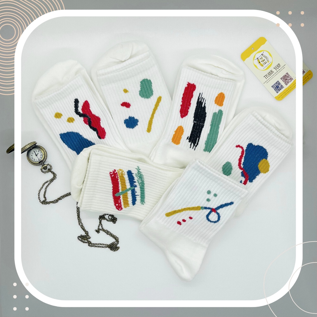 TẤT VỚ CỔ CAO TRUNG HỌA TIẾT VỆT MÀU SƠN ĐỘC ĐÁO