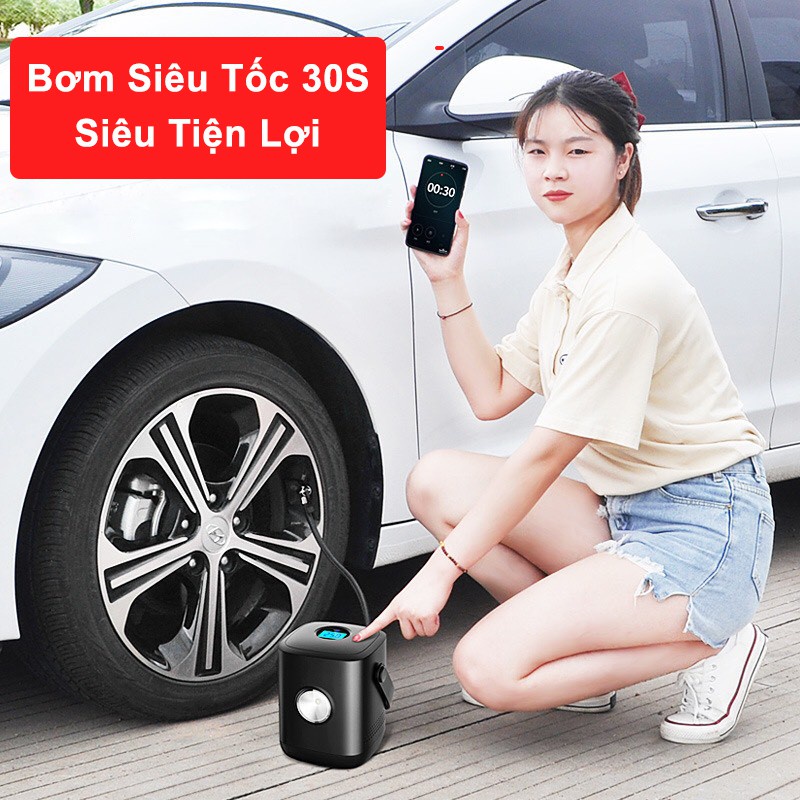 Bơm Lốp Ô Tô, Xe Hơi Loại Điện Tử Tự Ngắt Không Dây, Xách Tay Nhỏ Gọn - Bản Nâng Cấp Bơm Nhanh Dùng Sạc USB 5.0 Tiện Lợi