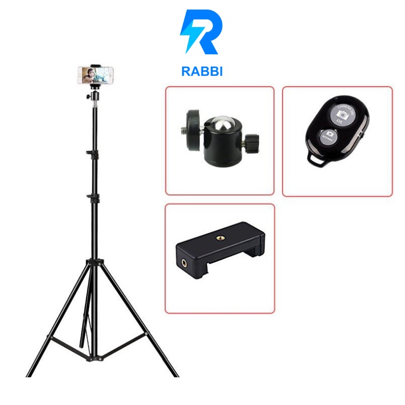 Giá đỡ điện thoại 3 chân tripod livestream kiêm đỡ điện thoại bằng sắt dài 2m1 - Chân đèn 8819 nhập khẩu