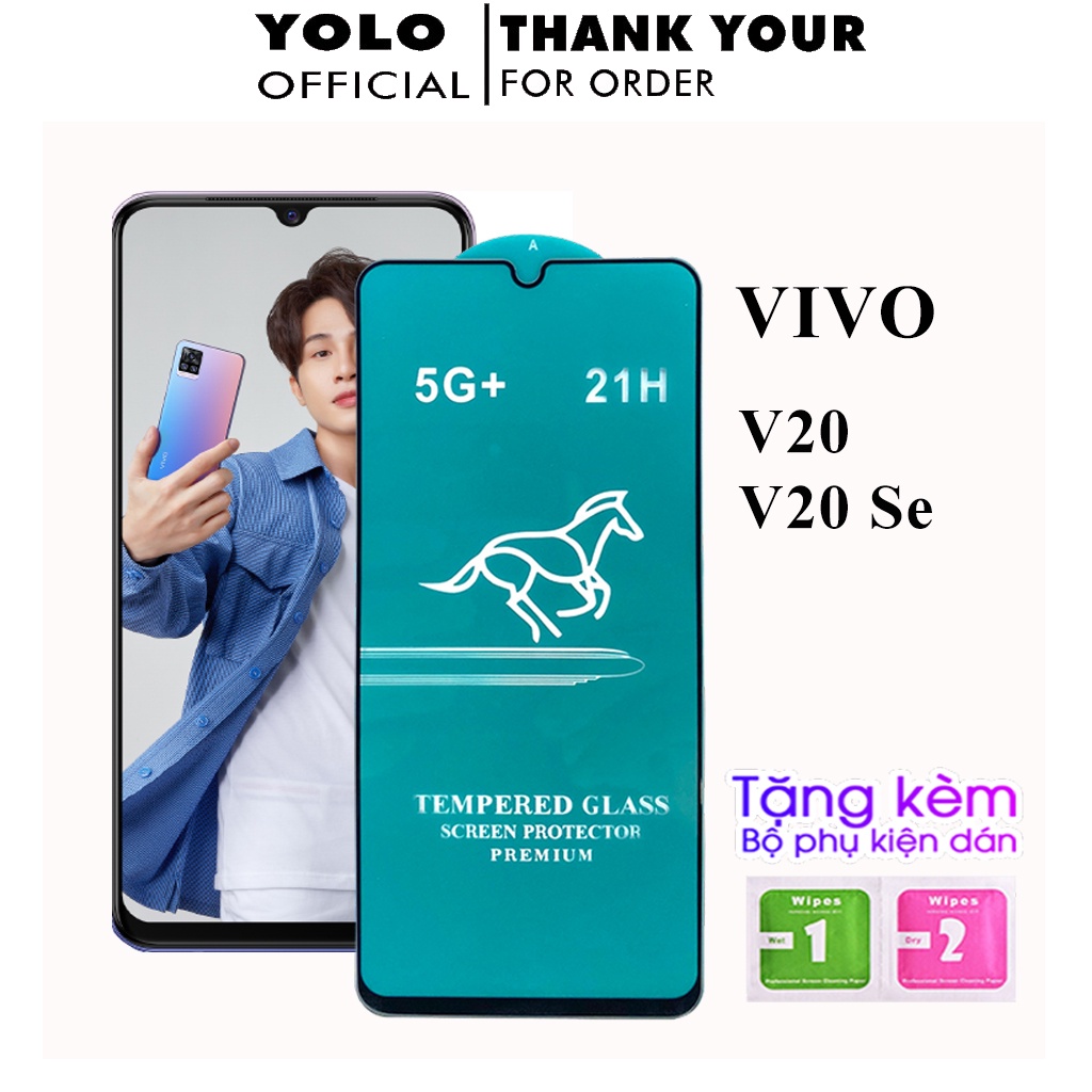 Kính cường lực Vivo V20 V20 Se full màn OG xanh cao cấp cảm ứng mượt mà tặng kèm khăn lau màn hình [OG]