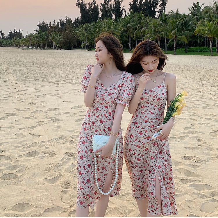 Đầm midi PERTY họa tiết hoa phong cách Hàn Quốc ngọt ngào thời trang mùa hè mới dành cho nữ