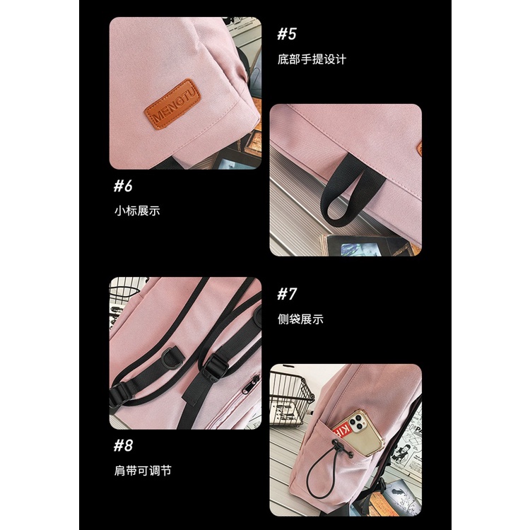 Balo ulzzang nam nữ đi học chống thấm kiểu dáng basic style Hàn Quốc LILA MENGTU24