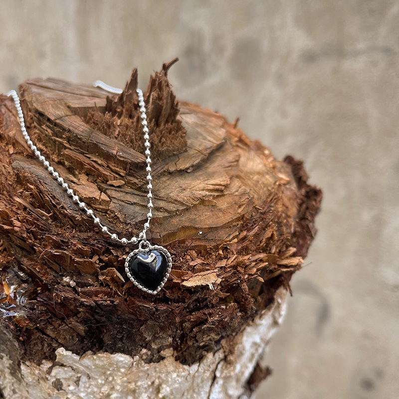 Vòng cổ Mặt Trái Tim Màu Đen Phong Cách Hip Hop Thời Trang Đơn Giản Sang Trọng