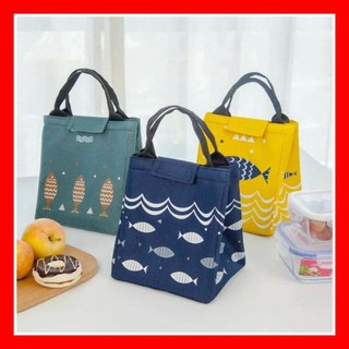Túi Giữ Nhiệt Đựng Cơm Trưa Văn Phòng Họa Tiết Hình Cá