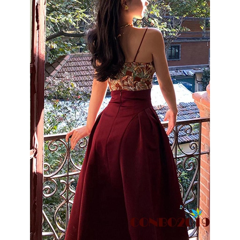 HGM-Women Retro Style Bodycon Camisole, Caramel Leaves Jacquard Pattern Spaghetti Strap Tank Tops