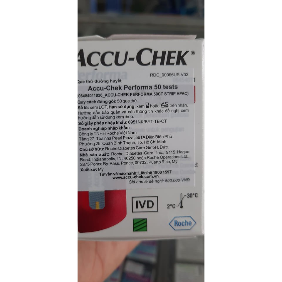 [CHÍNH HÃNG] Que thử đường huyết Accu-chek Performa (hộp 50 que)