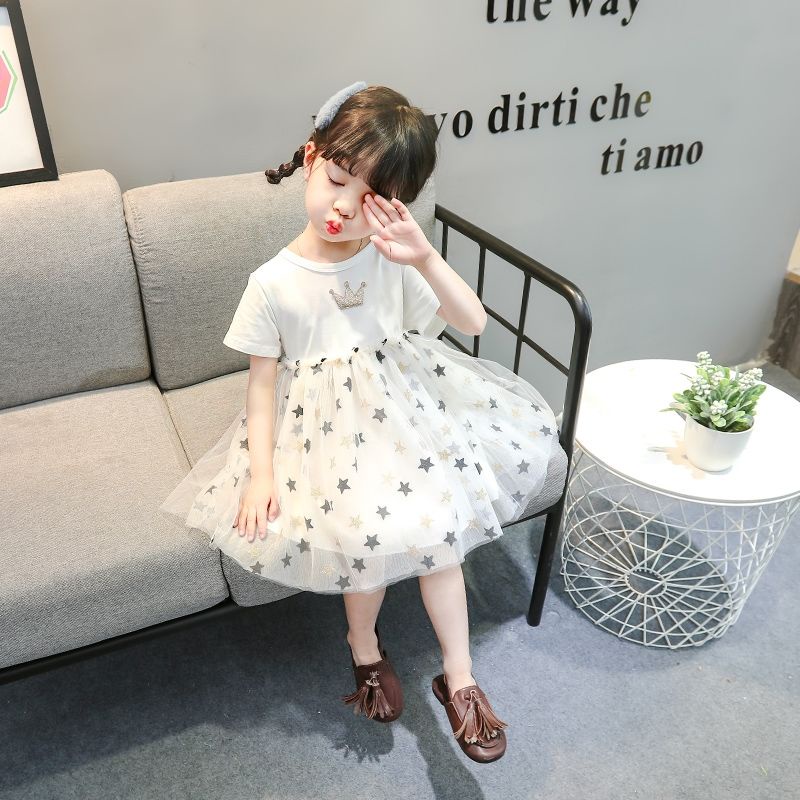 Đầm Công Chúa Phối Lưới Thiết Kế Xinh Xắn Thời Trang Mới Cho Bé Gái 0-8 Tuổi